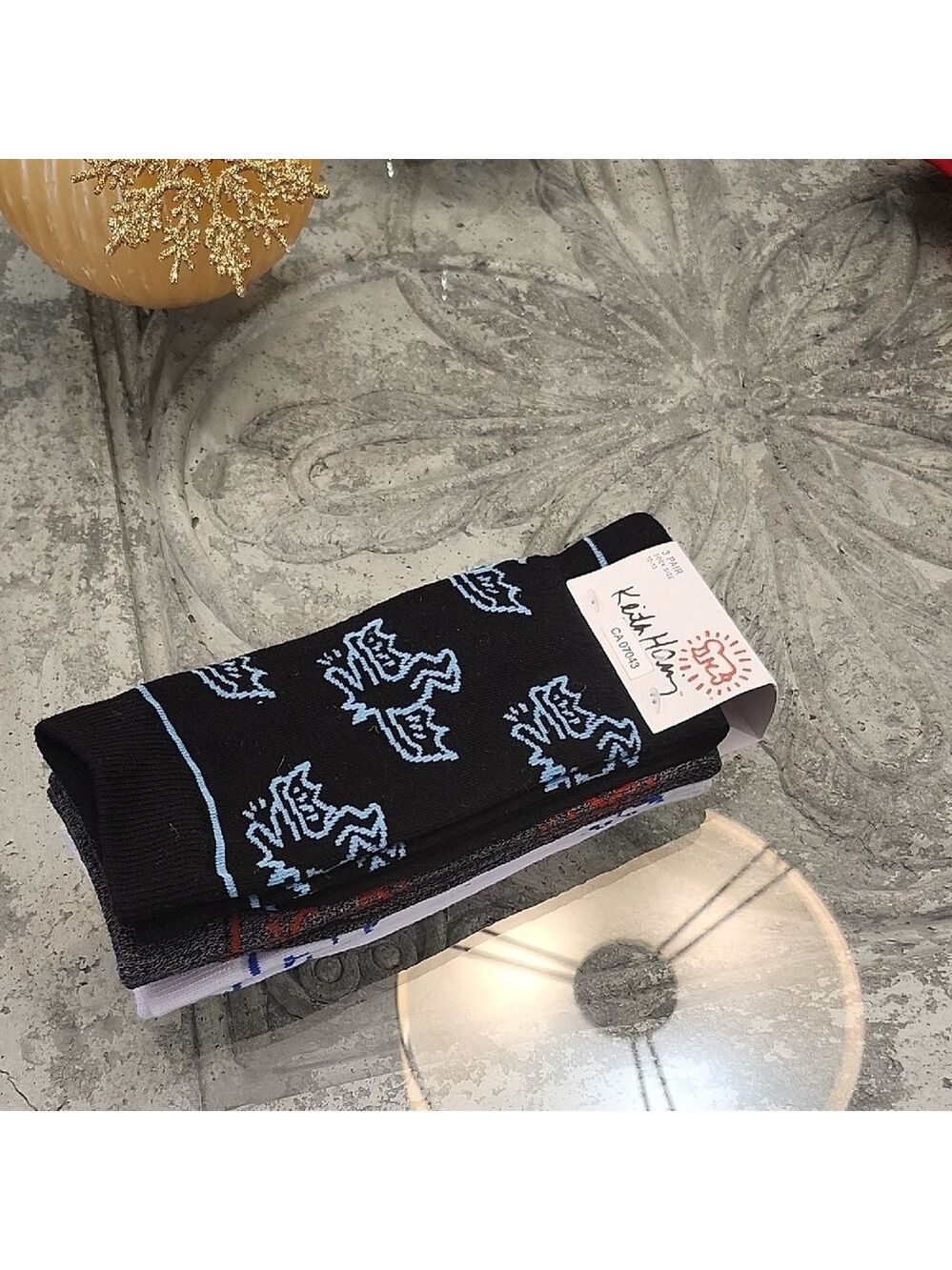 Black and Blue Casual Socks with Playful Dinosaur Design